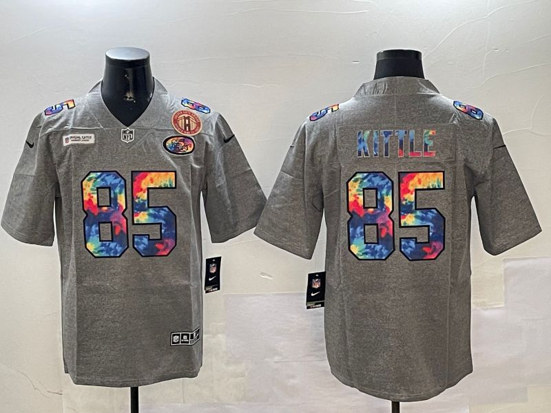 Men San Francisco 49ers 85 Kittle Grey Rainbow 2024 Nike Limited NFL Jersey style 3